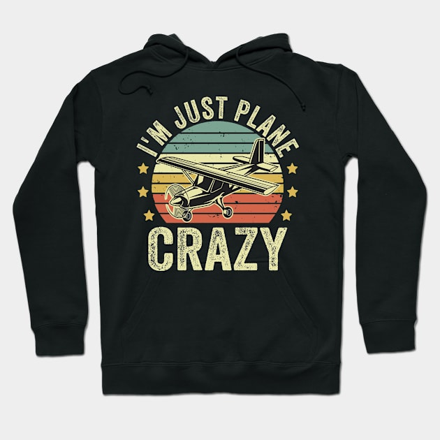 Im just Plane Crazy Pilot Funny Aviation Lover Quotes Hoodie by Visual Vibes